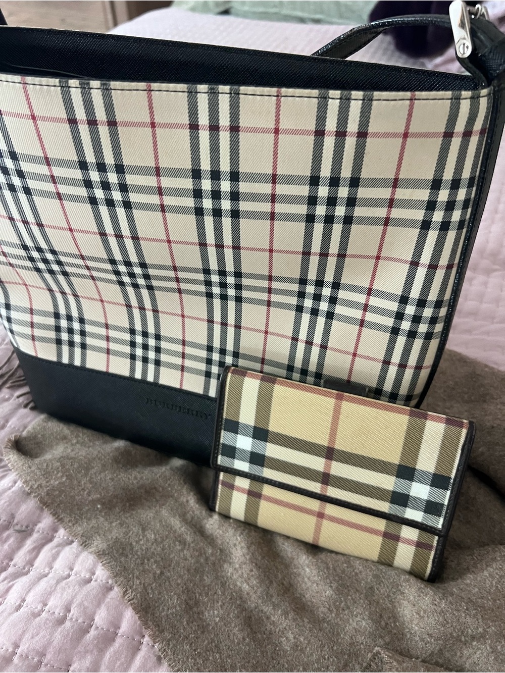 Burberry Canvas Nova Check Shoulder Bag and Wallet